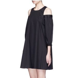 Tibi black cold shoulder cotton A-line dress size 10